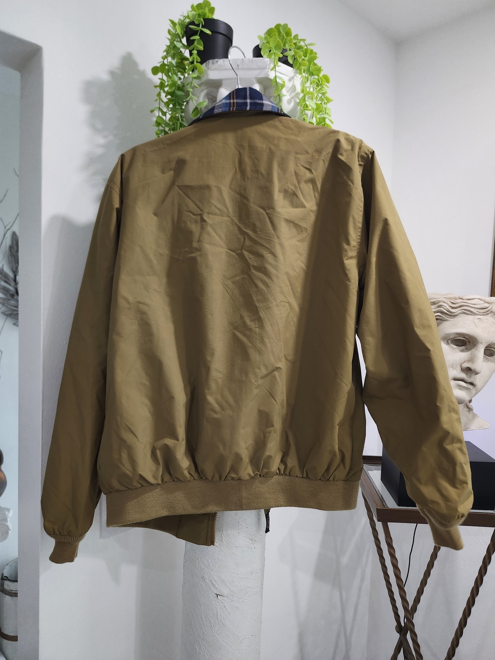 L.L. Bean Men's Ochre Bomber Jacket with Plaid Lining - Picture 4 of 4